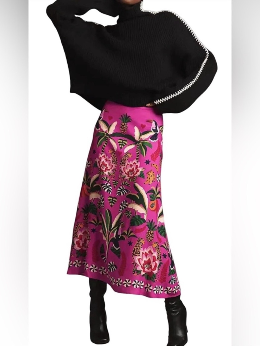 ποΈ FARM Rio Leopard Forest Jungle Pink Tropical Maxi Skirt XL - Picture 4 of 15